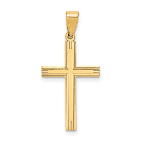 14k-polished-laser-etched-cross-charm-SolomonJeweler-Wichita-KS-CustomJewelry