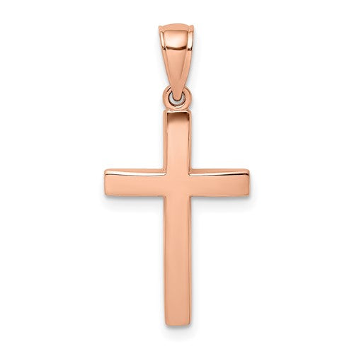 14k-rose-gold-polished-beveled-cross-charm-SolomonJeweler-Wichita-KS-CustomJewelry