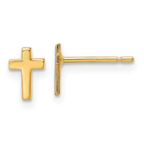 14k-polished-cross-post-earrings-SolomonJeweler-Wichita-KS-CustomJewelry