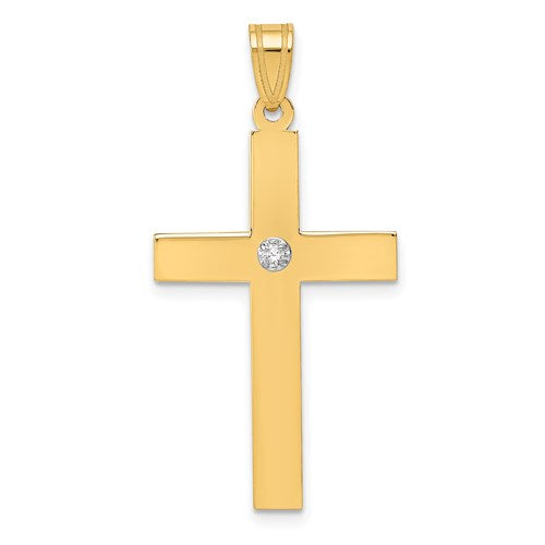 14k-polished-02ct-diamond-cross-pendant-SolomonJeweler-Wichita-KS-CustomJewelry