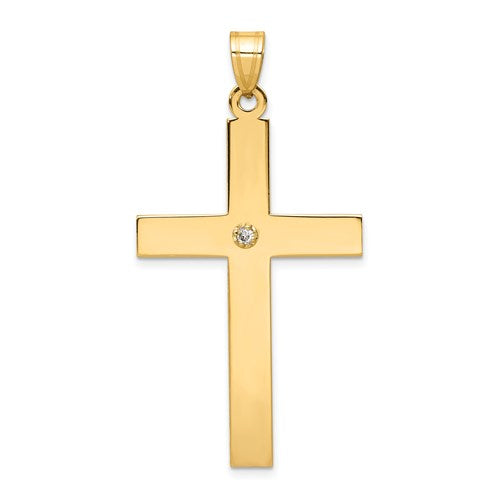 14k-polished-03ct-diamond-cross-pendant-SolomonJeweler-Wichita-KS-CustomJewelry