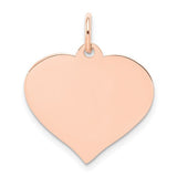 14k rose gold heart disc charm pendant featuring a smooth, polished surface, ideal for jewelry and necklace accessories.
