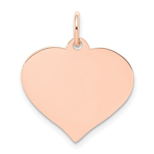 14k rose gold heart disc charm pendant featuring a smooth, polished surface, ideal for jewelry and necklace accessories.
