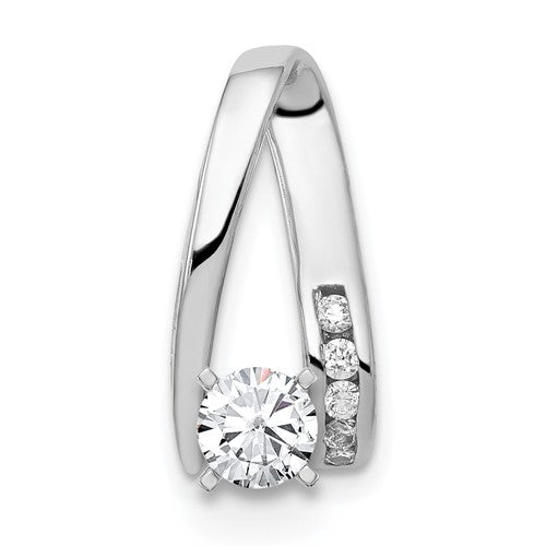 14k white gold AAA diamond semi-mount peg slide pendant with sparkling diamonds and intricate design, perfect for elegant jewelry.