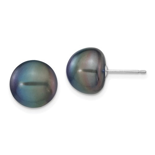 14k-white-gold-10-11mm-black-button-fw-cultured-pearl-stud-post-earrings-SolomonJeweler-Wichita-KS-CustomJewelry