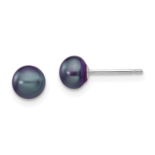 14k-white-gold-5-6mm-black-button-fw-cultured-pearl-stud-post-earrings-SolomonJeweler-Wichita-KS-CustomJewelry