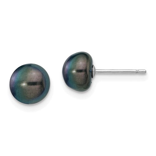 14k-white-gold-7-8mm-black-button-fw-cultured-pearl-stud-post-earrings-SolomonJeweler-Wichita-KS-CustomJewelry