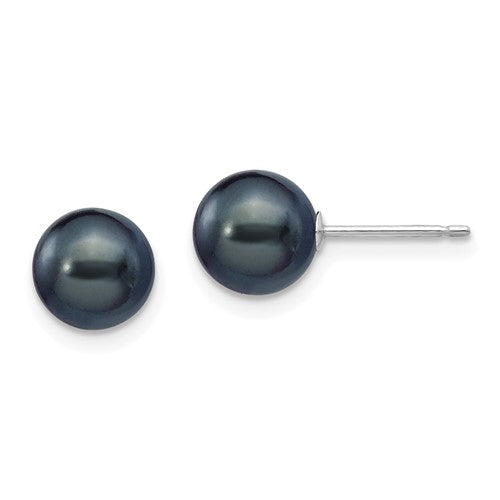 14k-white-gold-7-8mm-black-round-fw-cultured-pearl-stud-post-earrings-SolomonJeweler-Wichita-KS-CustomJewelry