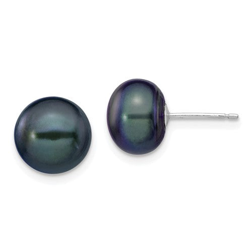 14k-white-gold-9-10mm-black-button-fw-cultured-pearl-stud-post-earrings-SolomonJeweler-Wichita-KS-CustomJewelry