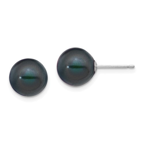14k-white-gold-9-10mm-black-round-fw-cultured-pearl-stud-post-earrings-SolomonJeweler-Wichita-KS-CustomJewelry