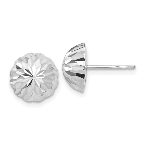 14k-white-gold-polished-diamond-cut-half-ball-post-earrings-SolomonJeweler-Wichita-KS-CustomJewelry