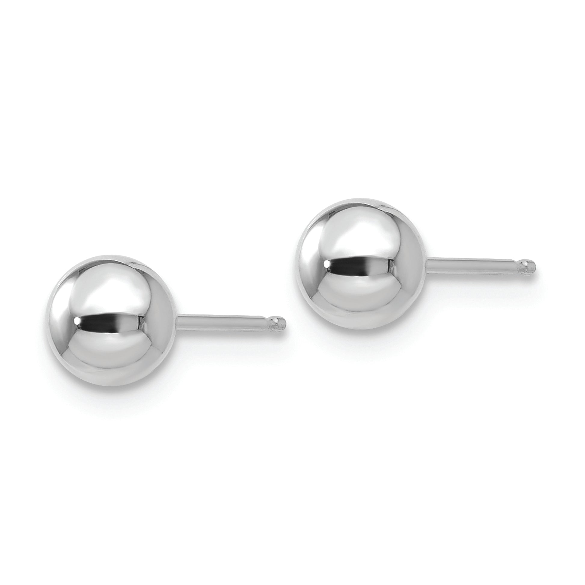 14k White Gold Polished 5mm Ball Post Earrings - Solomon Jewelers