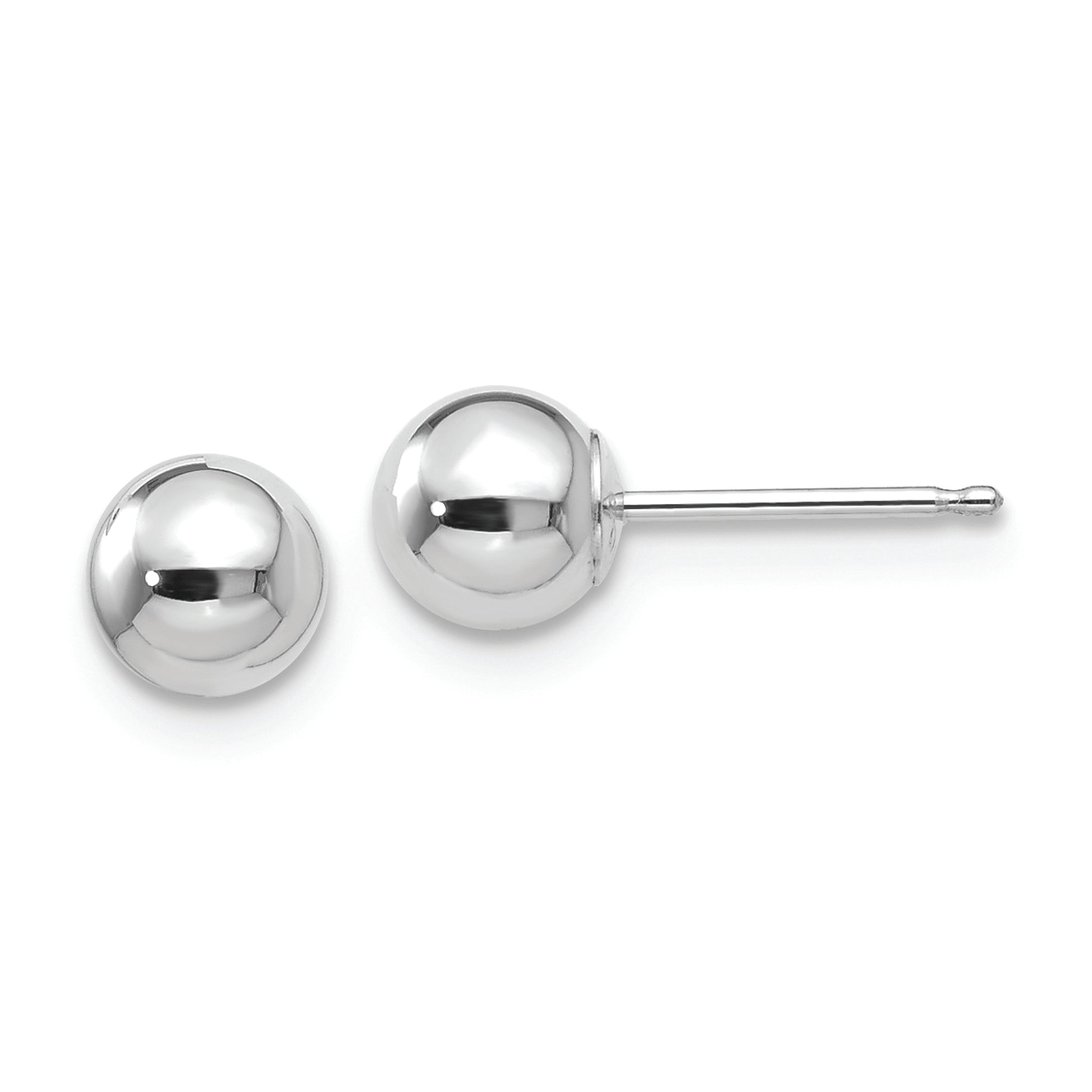 14k White Gold Polished 5mm Ball Post Earrings - Solomon Jewelers