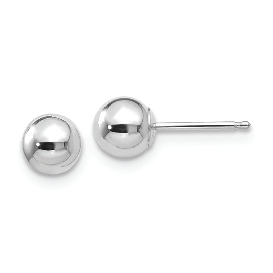 14k White Gold Polished 5mm Ball Post Earrings - Solomon Jewelers