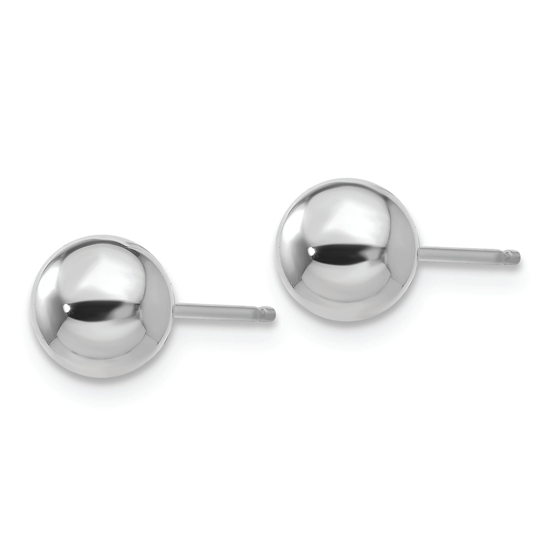 14k White Gold Polished 6mm Ball Post Earrings - Solomon Jewelers