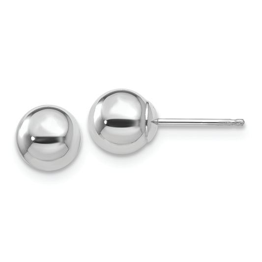 14k White Gold Polished 6mm Ball Post Earrings - Solomon Jewelers