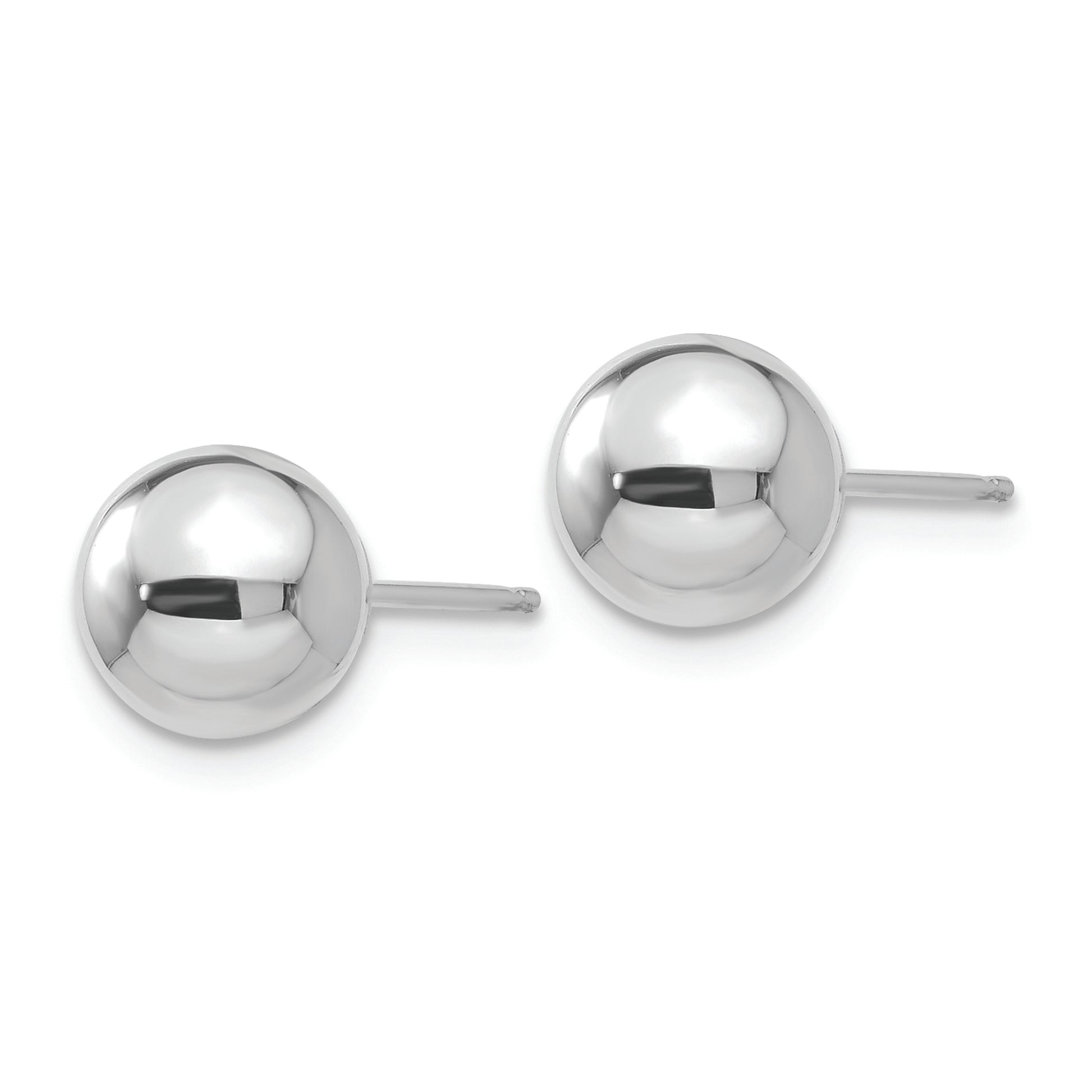 14k White Gold Polished 7mm Ball Post Earrings - Solomon Jewelers