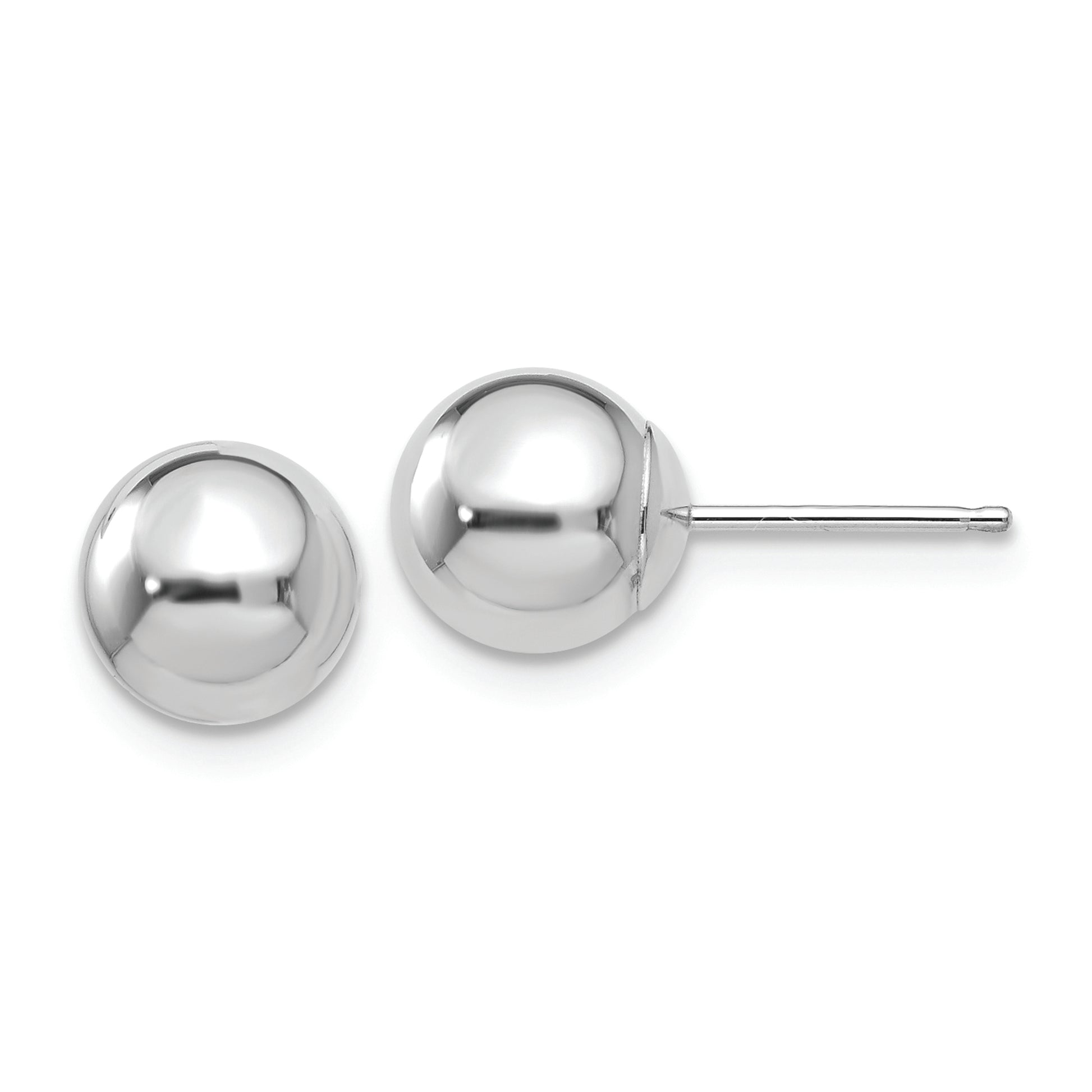 14k White Gold Polished 7mm Ball Post Earrings - Solomon Jewelers
