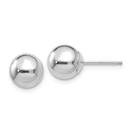 14k White Gold Polished 7mm Ball Post Earrings - Solomon Jewelers