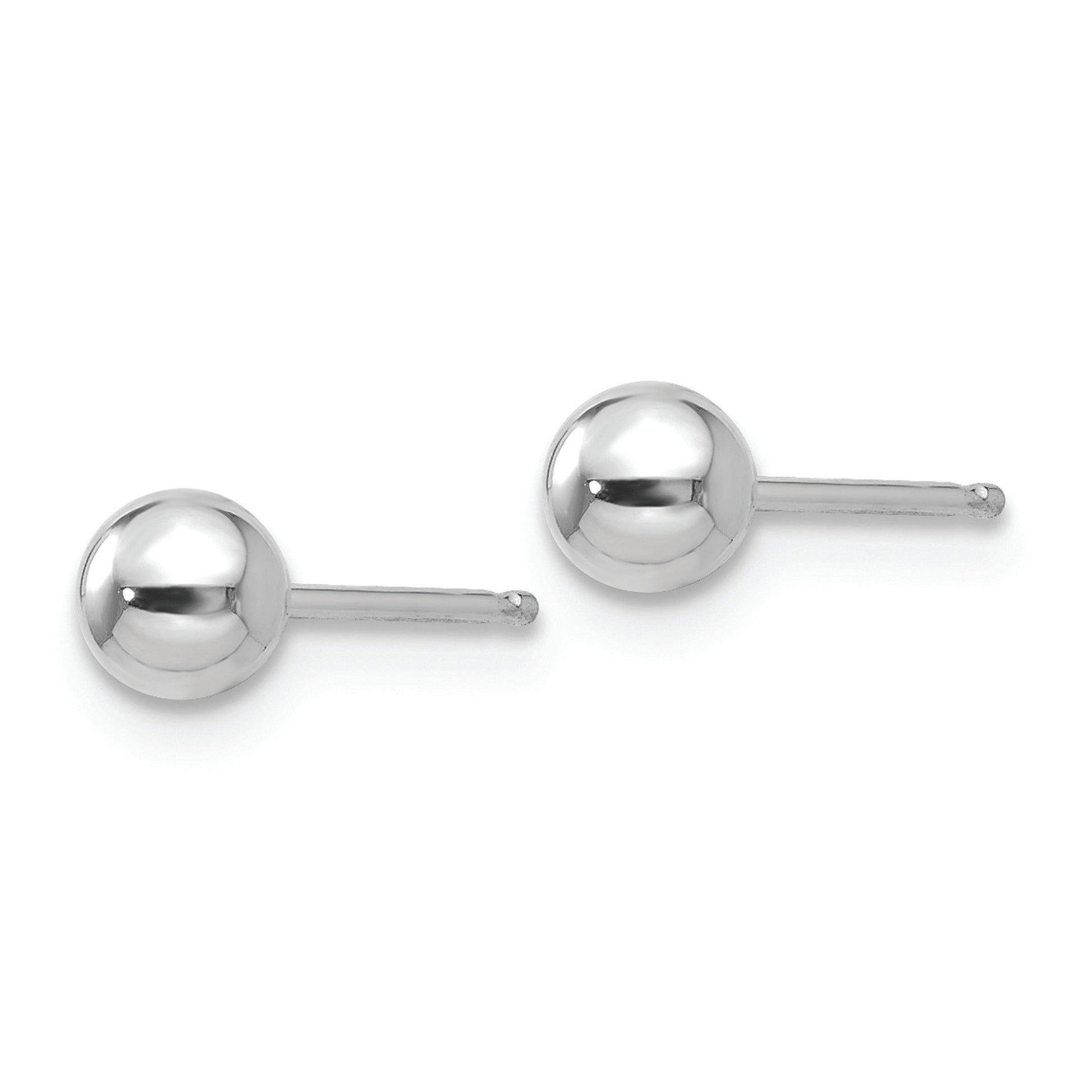 14k White Gold Polished 4mm Ball Post Earrings - Solomon Jewelers