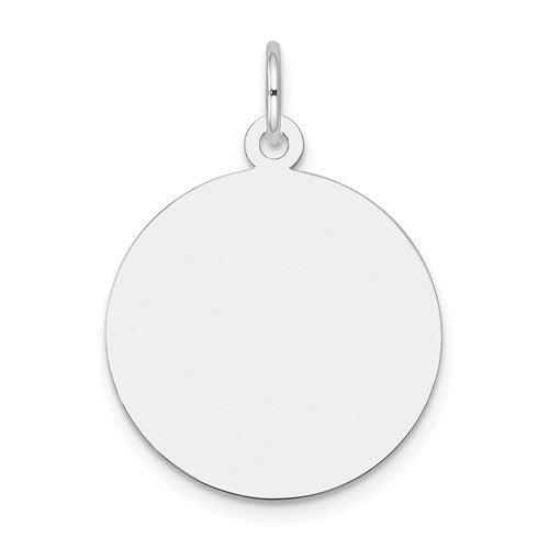 14k white gold plain round engravable disc charm, .011 gauge, perfect for jewelry pendants and personalized engraving.