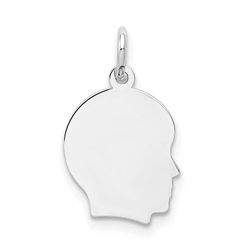 14k-white-plain-small-013-depth-facing-right-engravable-boy-charm-SolomonJeweler-Wichita-KS-CustomJewelry