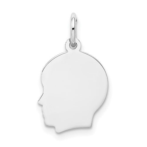 14k-white-plain-small-027-depth-facing-left-engravable-boy-charm-SolomonJeweler-Wichita-KS-CustomJewelry