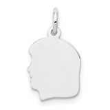 14k-white-plain-small-018-depth-facing-left-engravable-girl-charm-SolomonJeweler-Wichita-KS-CustomJewelry
