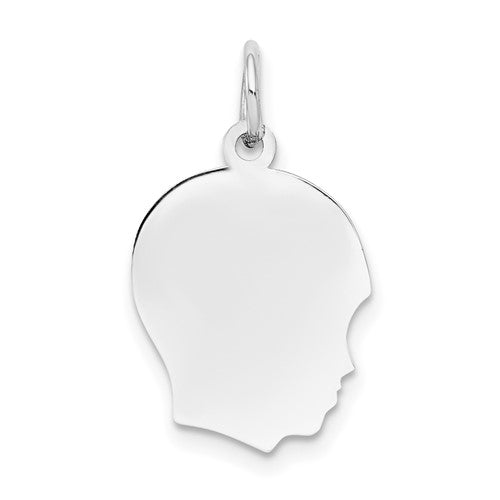 14k-white-plain-medium-027-depth-facing-right-engravable-boy-charm-SolomonJeweler-Wichita-KS-CustomJewelry