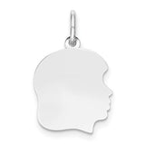 14k-white-plain-medium-011-depth-facing-right-engravable-girl-charm-SolomonJeweler-Wichita-KS-CustomJewelry