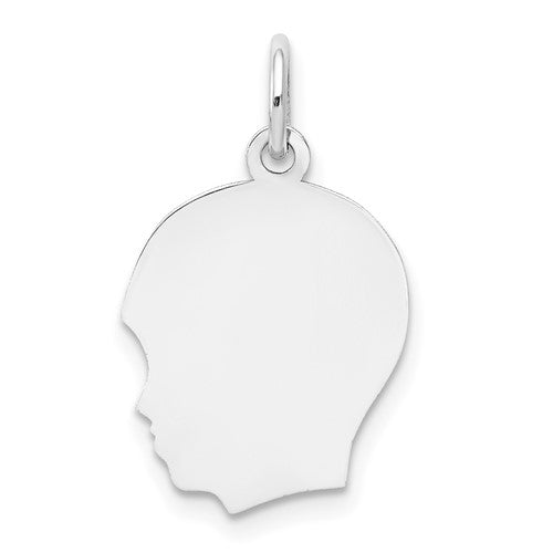 14k-white-plain-medium-018-depth-facing-left-engravable-boy-charm-SolomonJeweler-Wichita-KS-CustomJewelry