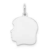 14k-white-plain-medium-035-depth-facing-left-engravable-girl-charm-SolomonJeweler-Wichita-KS-CustomJewelry