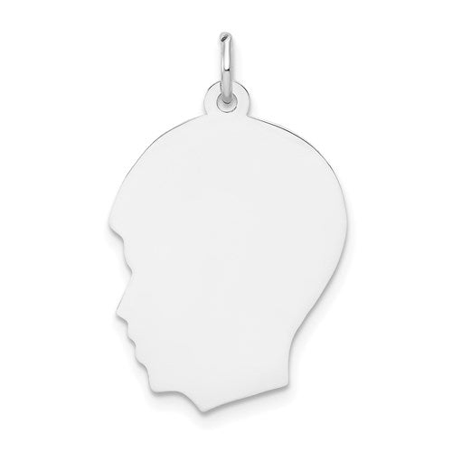 14k-white-plain-medium-035-depth-facing-left-engravable-boy-charm-SolomonJeweler-Wichita-KS-CustomJewelry