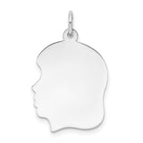 14k-white-plain-medium-009-depth-facing-left-engravable-girl-charm-SolomonJeweler-Wichita-KS-CustomJewelry