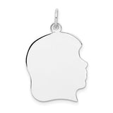 14k-white-plain-large-018-depth-facing-right-engravable-girl-charm-SolomonJeweler-Wichita-KS-CustomJewelry