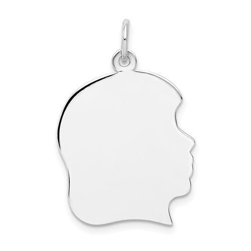 14k-white-plain-large-011-depth-facing-right-engravable-girl-charm-SolomonJeweler-Wichita-KS-CustomJewelry