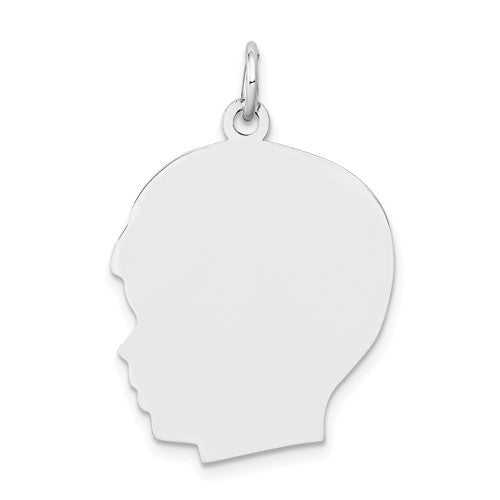 14k-white-plain-large-018-depth-facing-left-engravable-boy-charm-SolomonJeweler-Wichita-KS-CustomJewelry