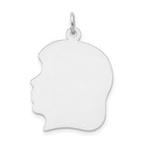 14k-white-plain-large-013-depth-facing-left-engravable-girl-charm-SolomonJeweler-Wichita-KS-CustomJewelry