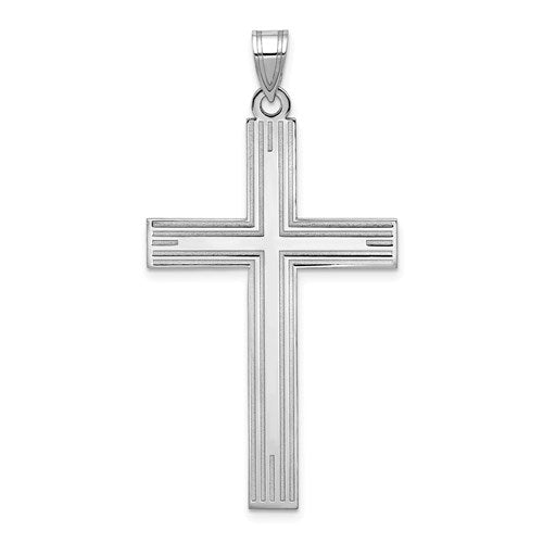14k-white-gold-solid-laser-etched-cross-pendant-SolomonJeweler-Wichita-KS-CustomJewelry