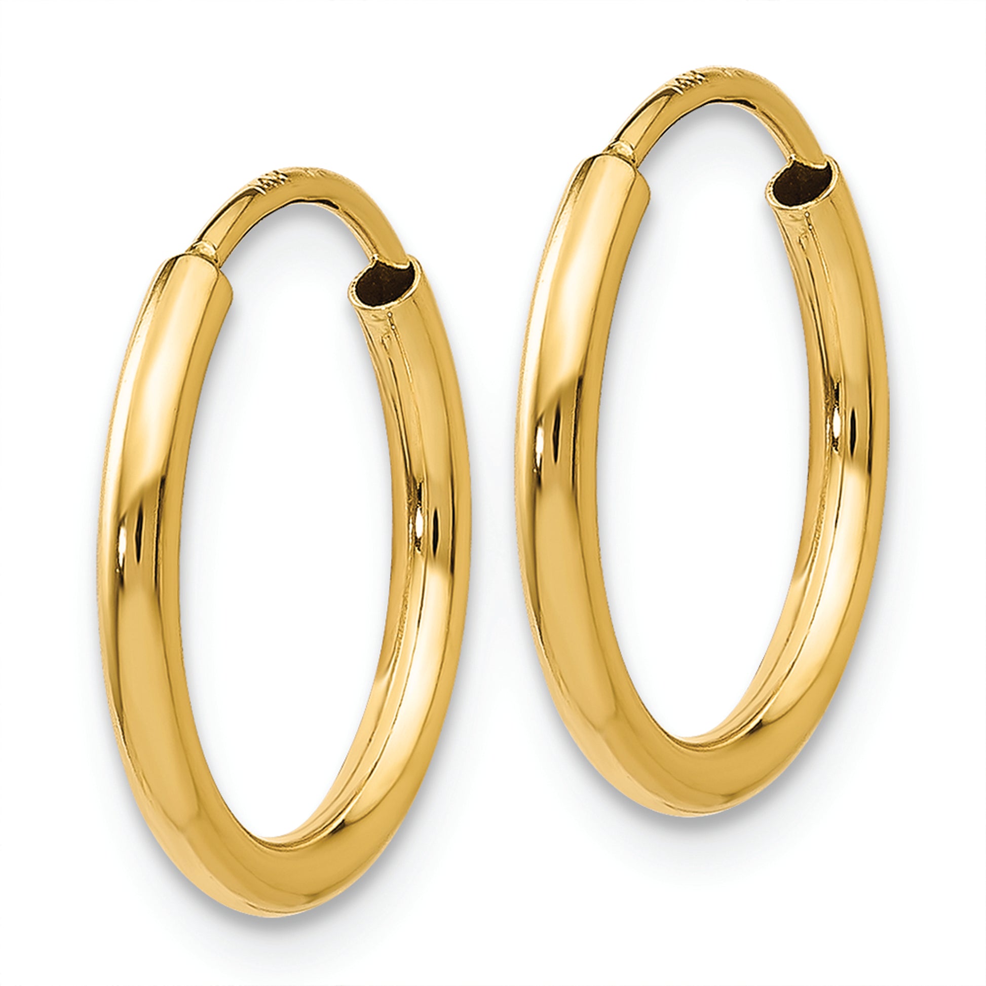 14k 1.5mm Polished Round Endless Hoop Earrings - Solomon Jewelers
