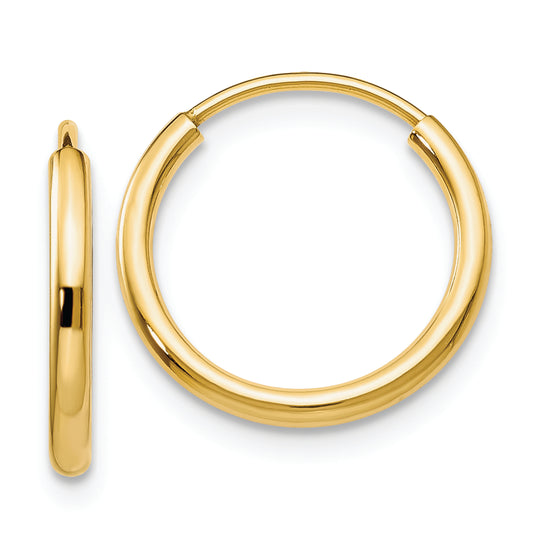 14k 1.5mm Polished Round Endless Hoop Earrings - Solomon Jewelers