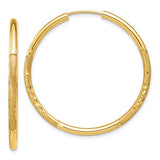 14k-2mm-satin-diamond-cut-endless-hoop-earrings-SolomonJeweler-Wichita-KS-CustomJewelry