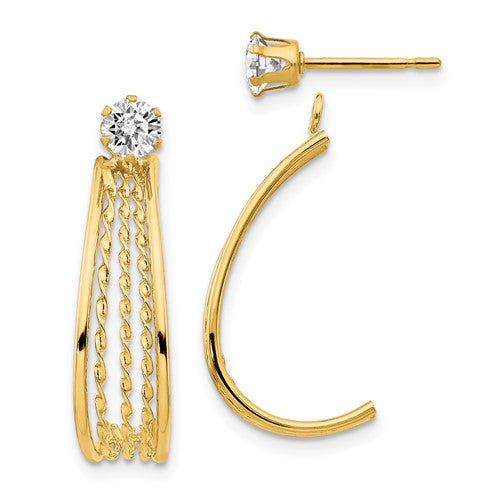 14k-yellow-gold-j-hoop-polished-w-cz-stud-earrings-SolomonJeweler-Wichita-KS-CustomJewelry