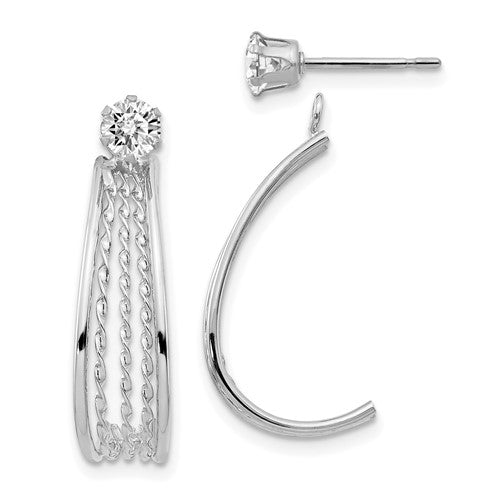 14k-white-gold-j-hoop-polished-w-cz-stud-earrings-SolomonJeweler-Wichita-KS-CustomJewelry