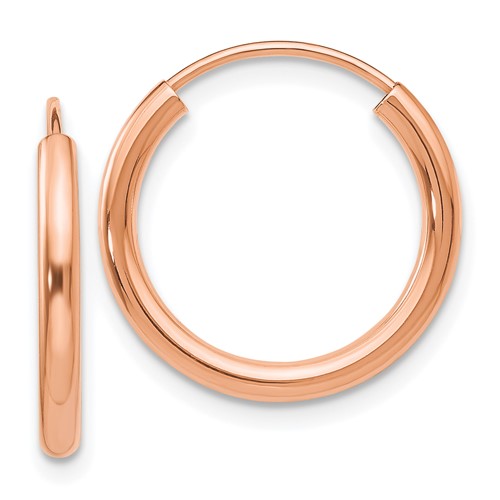 14k-rose-gold-polished-round-endless-2mm-hoop-earrings-SolomonJeweler-Wichita-KS-CustomJewelry