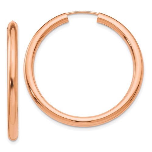 14k-rose-gold-3-00mm-polished-endless-tube-hoop-earrings-SolomonJeweler-Wichita-KS-CustomJewelry