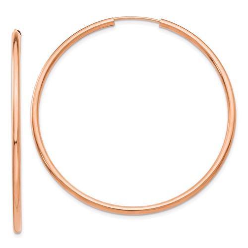14k-rose-gold-polished-endless-2mm-hoop-earrings-SolomonJeweler-Wichita-KS-CustomJewelry