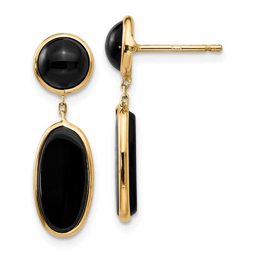 14k-onyx-oval-dangle-post-earrings-SolomonJeweler-Wichita-KS-CustomJewelry