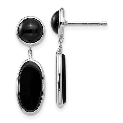 14k-white-gold-onyx-oval-dangle-post-earrings-SolomonJeweler-Wichita-KS-CustomJewelry