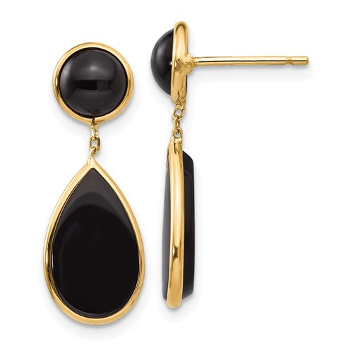 14k-onyx-teardrop-dangle-post-earrings-SolomonJeweler-Wichita-KS-CustomJewelry